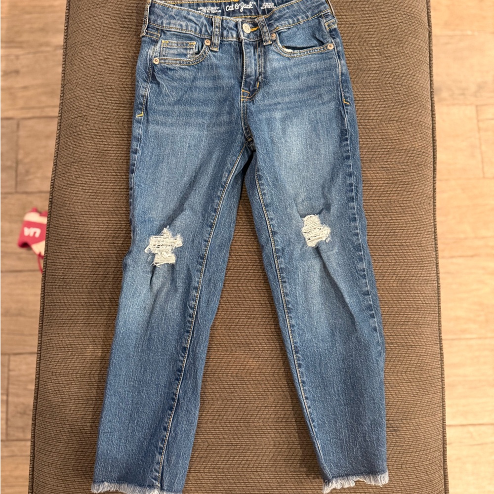 Cat & Jack Blue Distressed Jeans Relaxed Fit